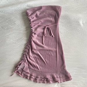 true strapless glittery mini dress